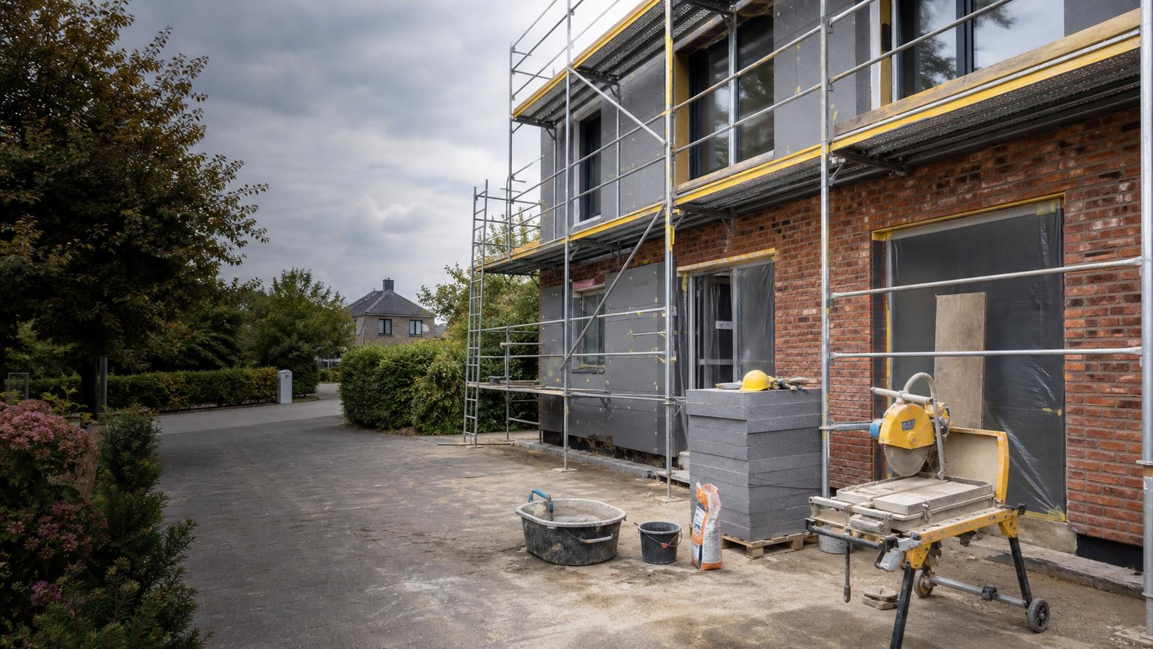 Professionelle Bau- und Sanierungsarbeiten an einem Wohnhaus